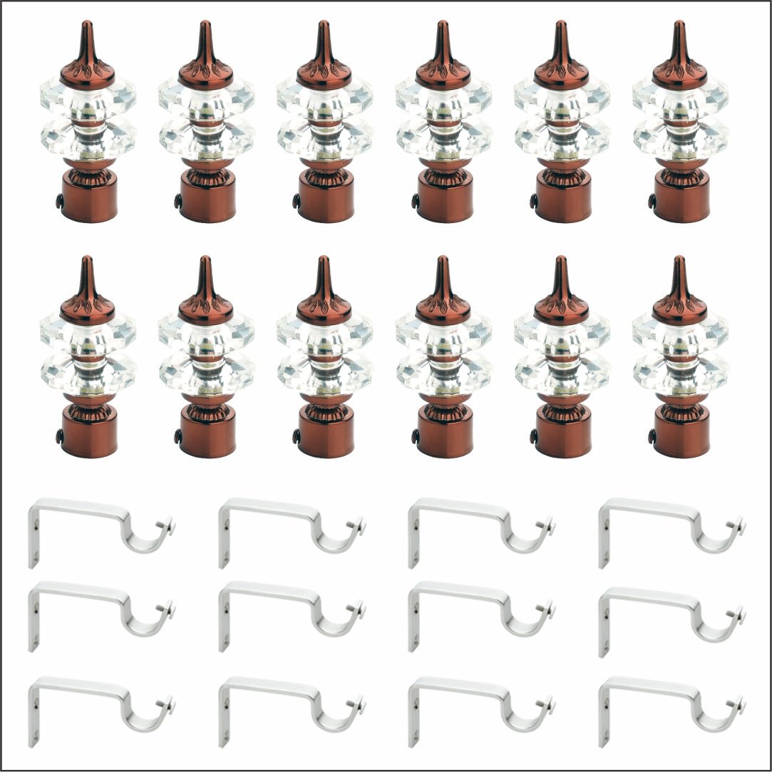 Double Diamond Aluminium Curtain Bracket with Support(Coffee)