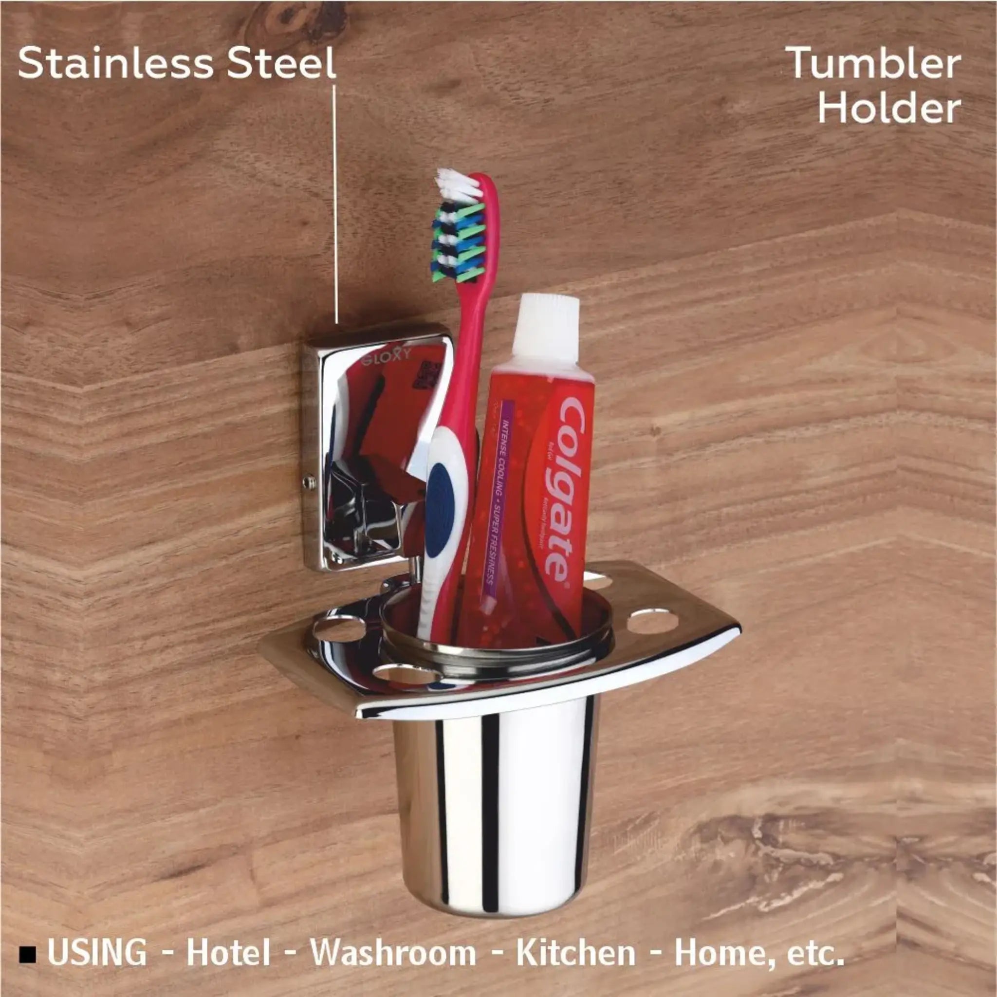 Gloxy Squar Shape Stainless Steel Chrome Finish Tumbler Holder