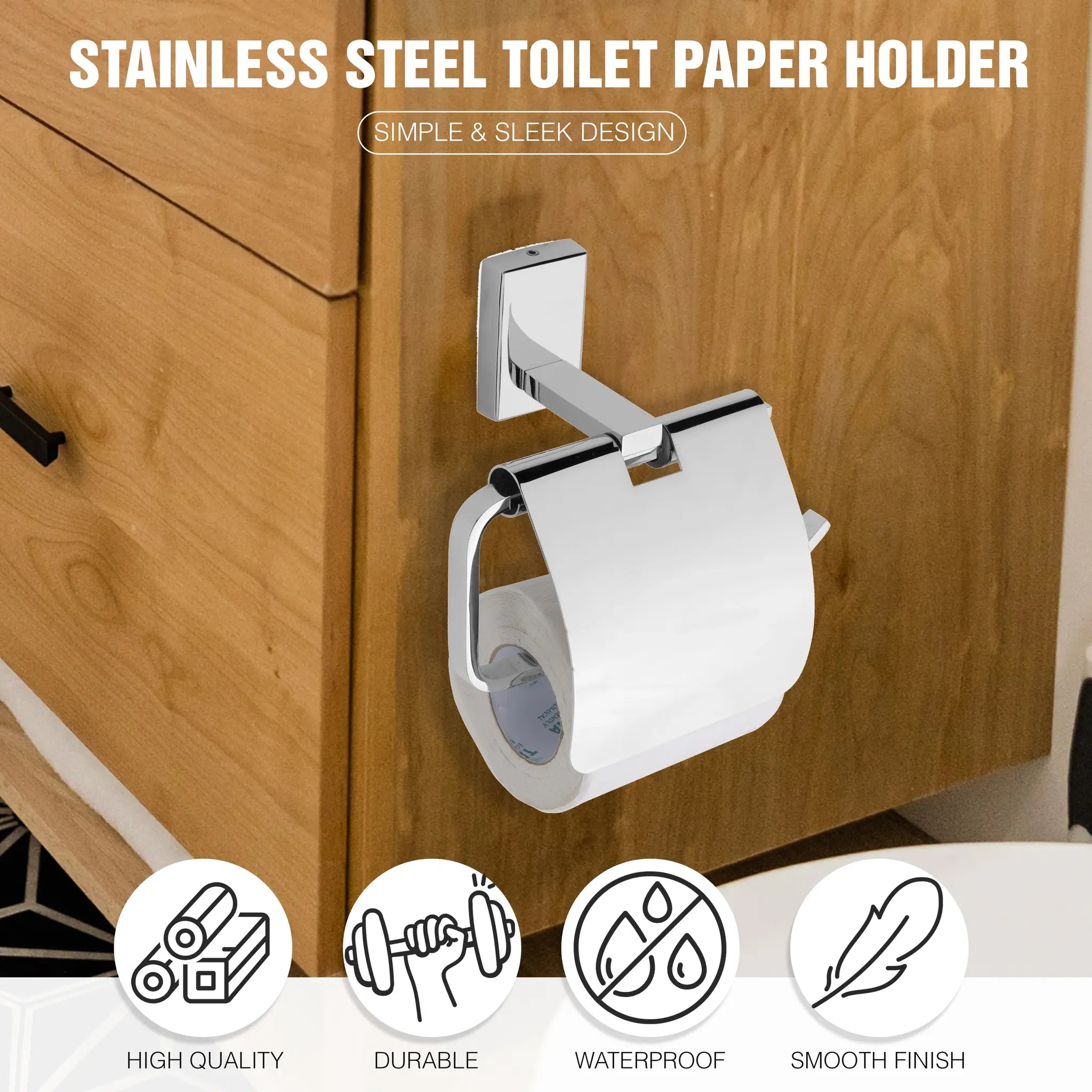 Gloxy Jeta Shape Sainless Steel 304 Grade Chrome Finish Toilet Paper Holder