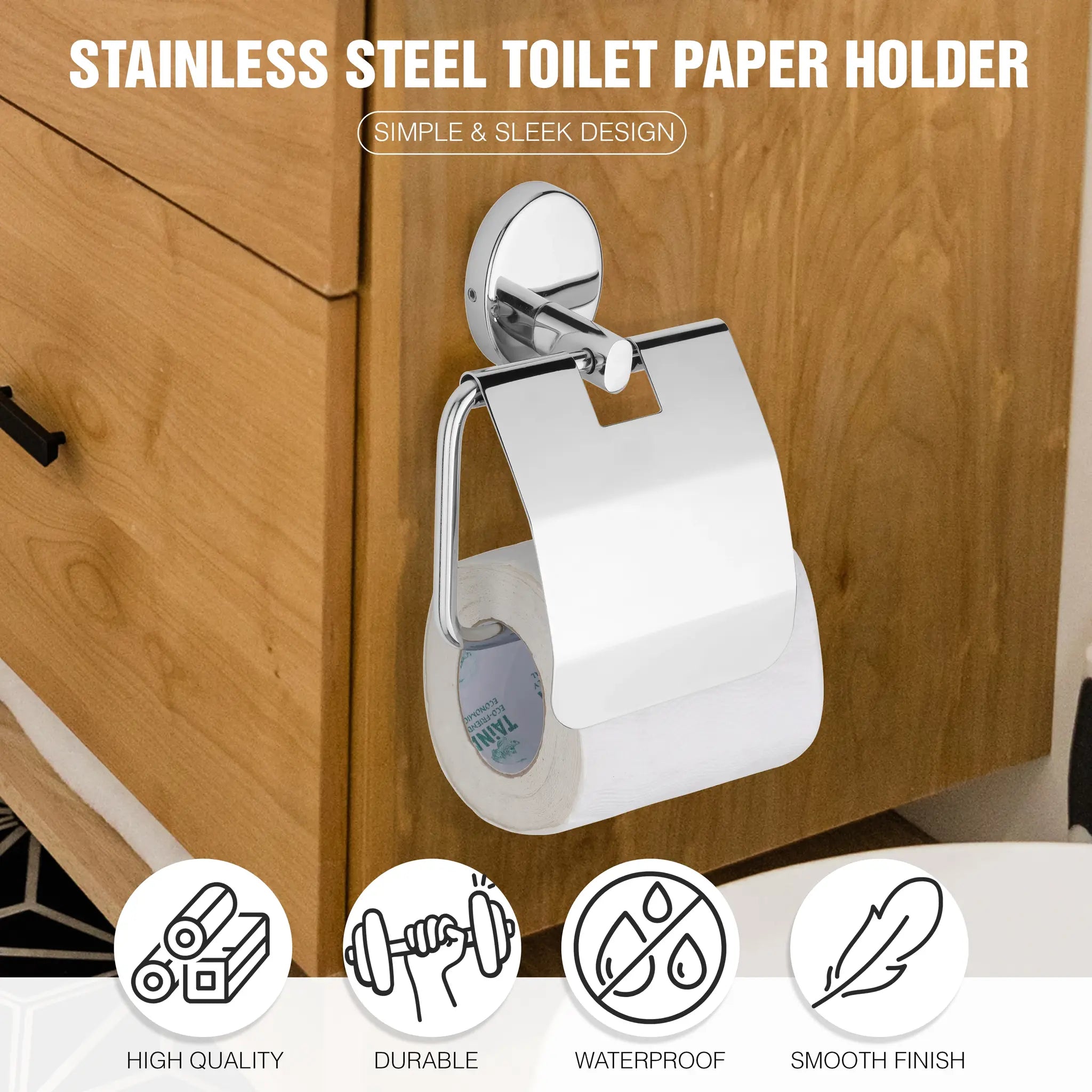 Gloxy Oval Shape Sainless Steel 304 Grade Chrome Finish Toilet Paper Holder