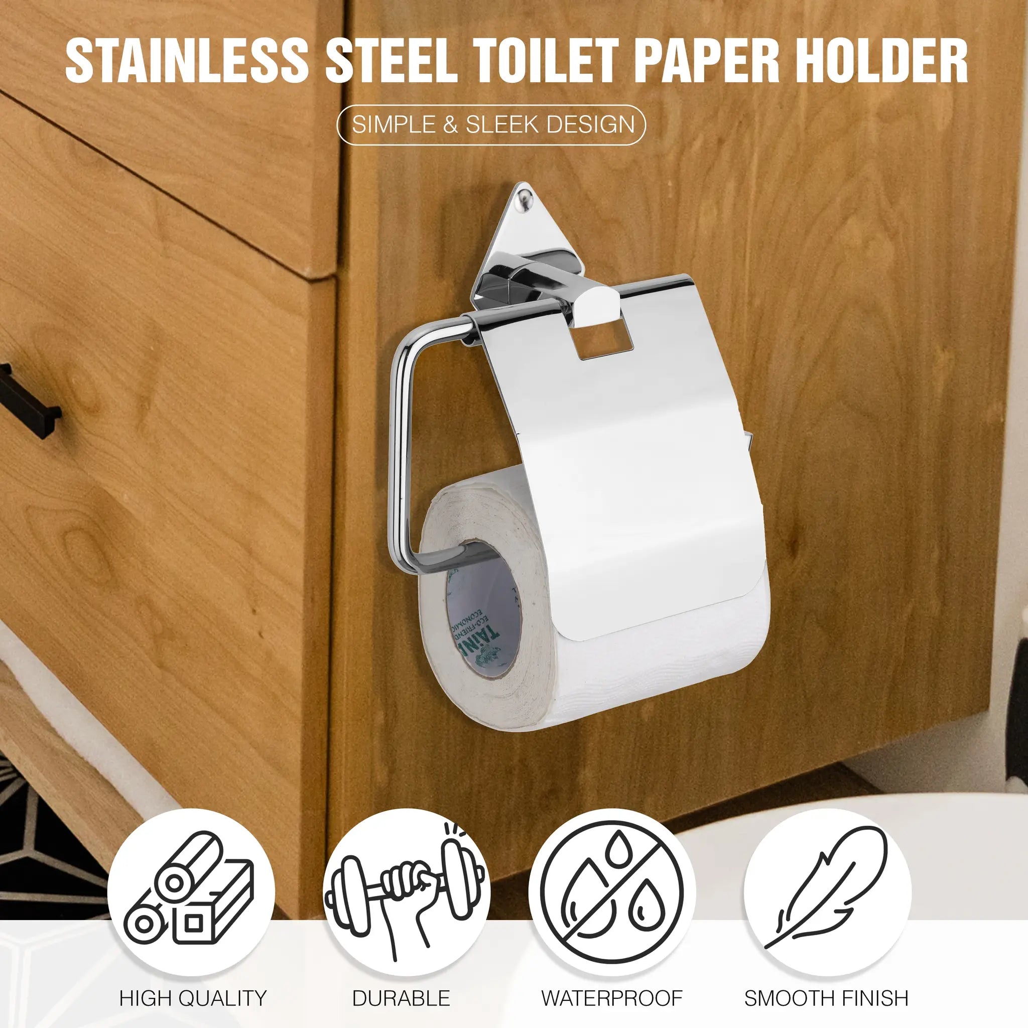 Gloxy Crosa Shape Sainless Steel 304 Grade Chrome Finish Toilet Paper Holder