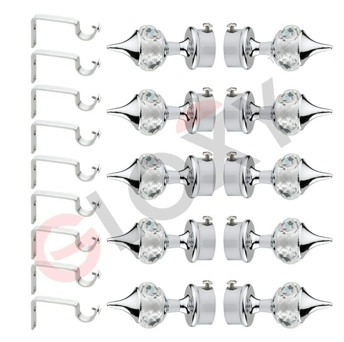 Single Diamond Aluminium Curtain Bracket with Support(Silver)