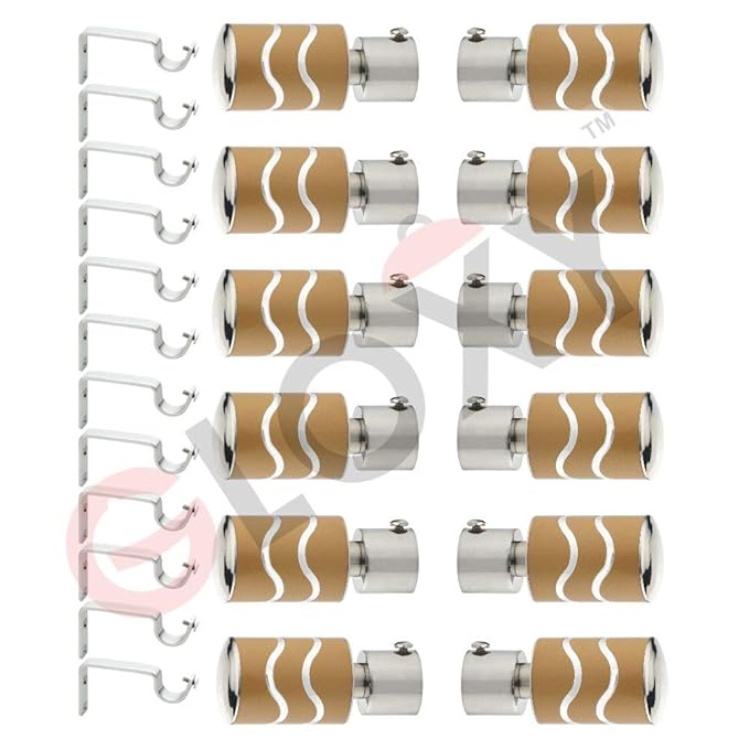 2 Line Aluminium Curtain Bracket with Support(Mustard)