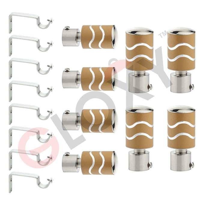 2 Line Aluminium Curtain Bracket with Support(Mustard)