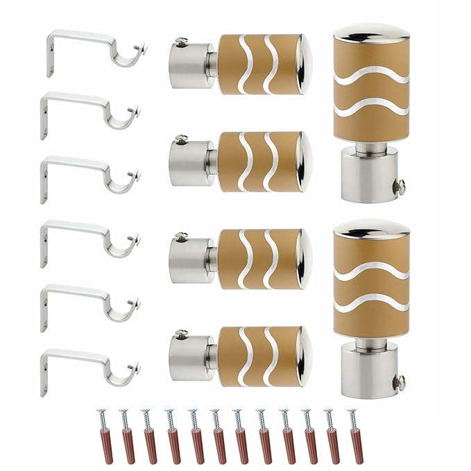 2 Line Aluminium Curtain Bracket with Support(Mustard)