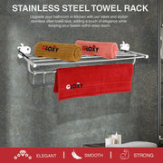 Gloxy Apple Shape Stainless Steel Chrome Finsih Towel Rack with Towel Hanger And Adjustable Hook-24 Inch