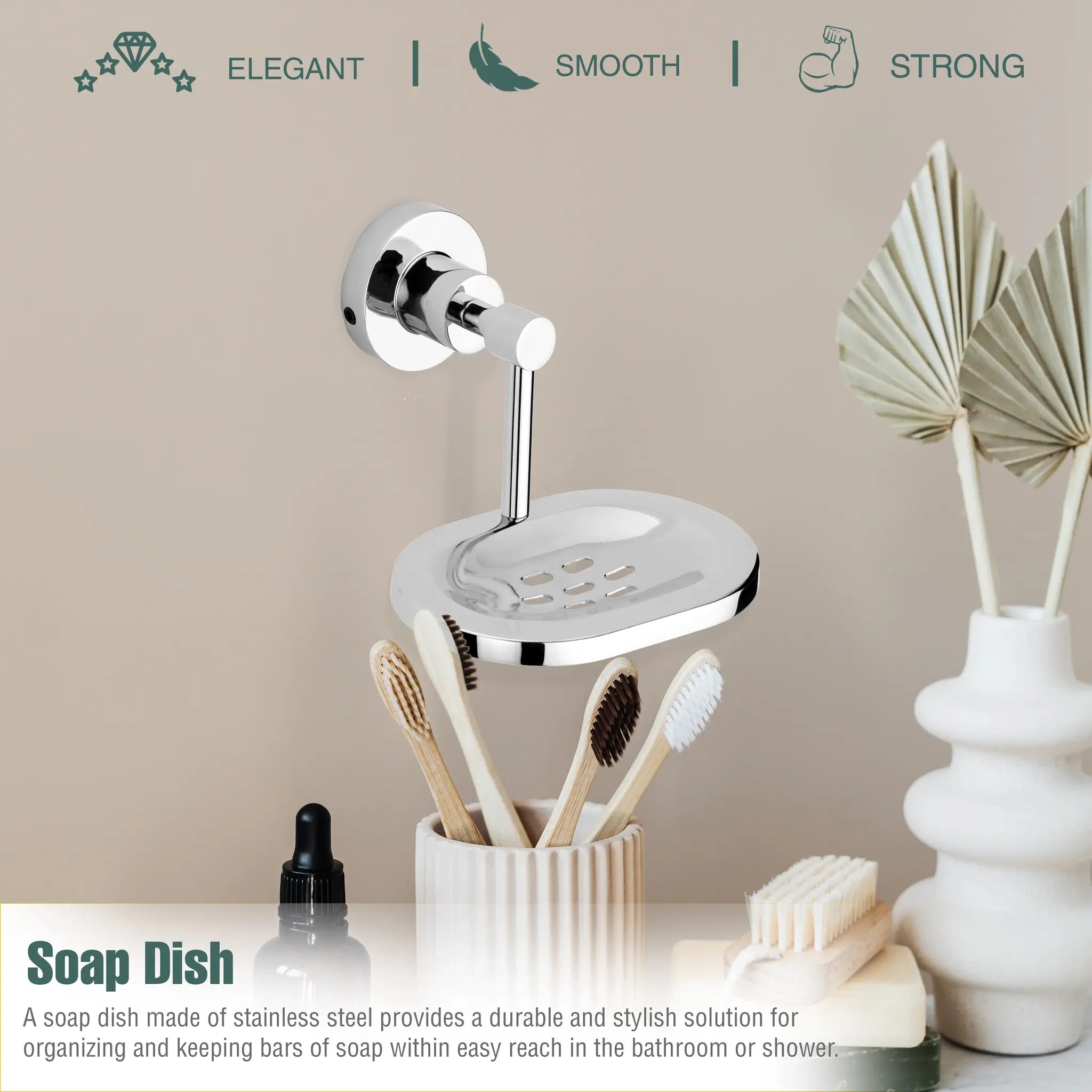 Oval Shape Stainless Steel 304 Grade Single Soap Holder (Silver)-by GLOXY®