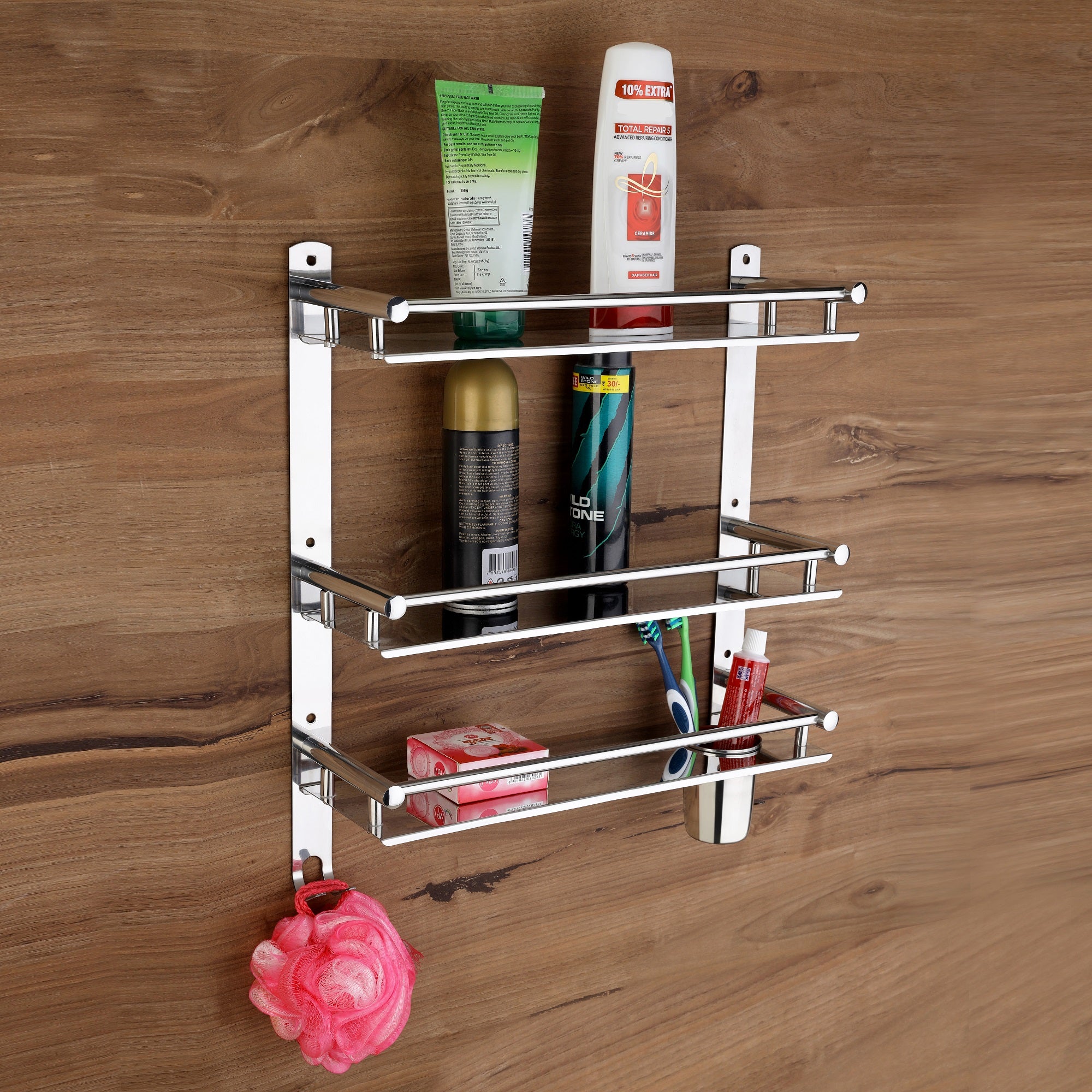 Stainless Steel 3-Layer Multipurpose Bathroom Shelf