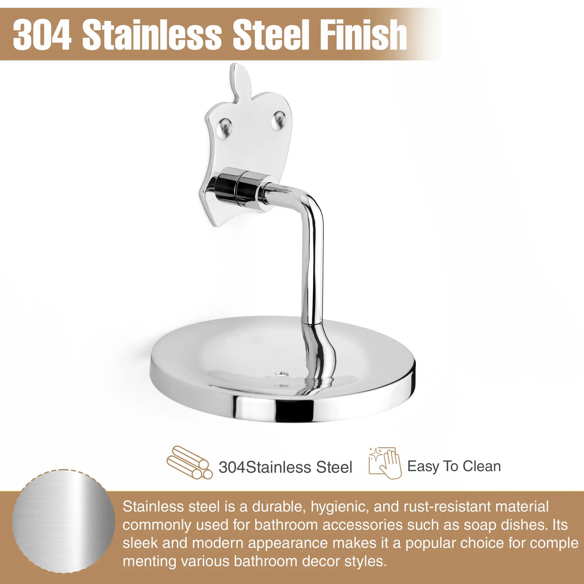 Apple Shape Stainless Steel SS304 Single Soap Dish for Bathroom (Silver)-by GLOXY®