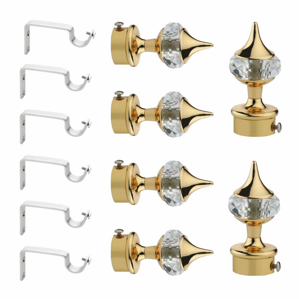Single Diamond Aluminium Curtain Bracket with Support(Gold)-by GLOXY®