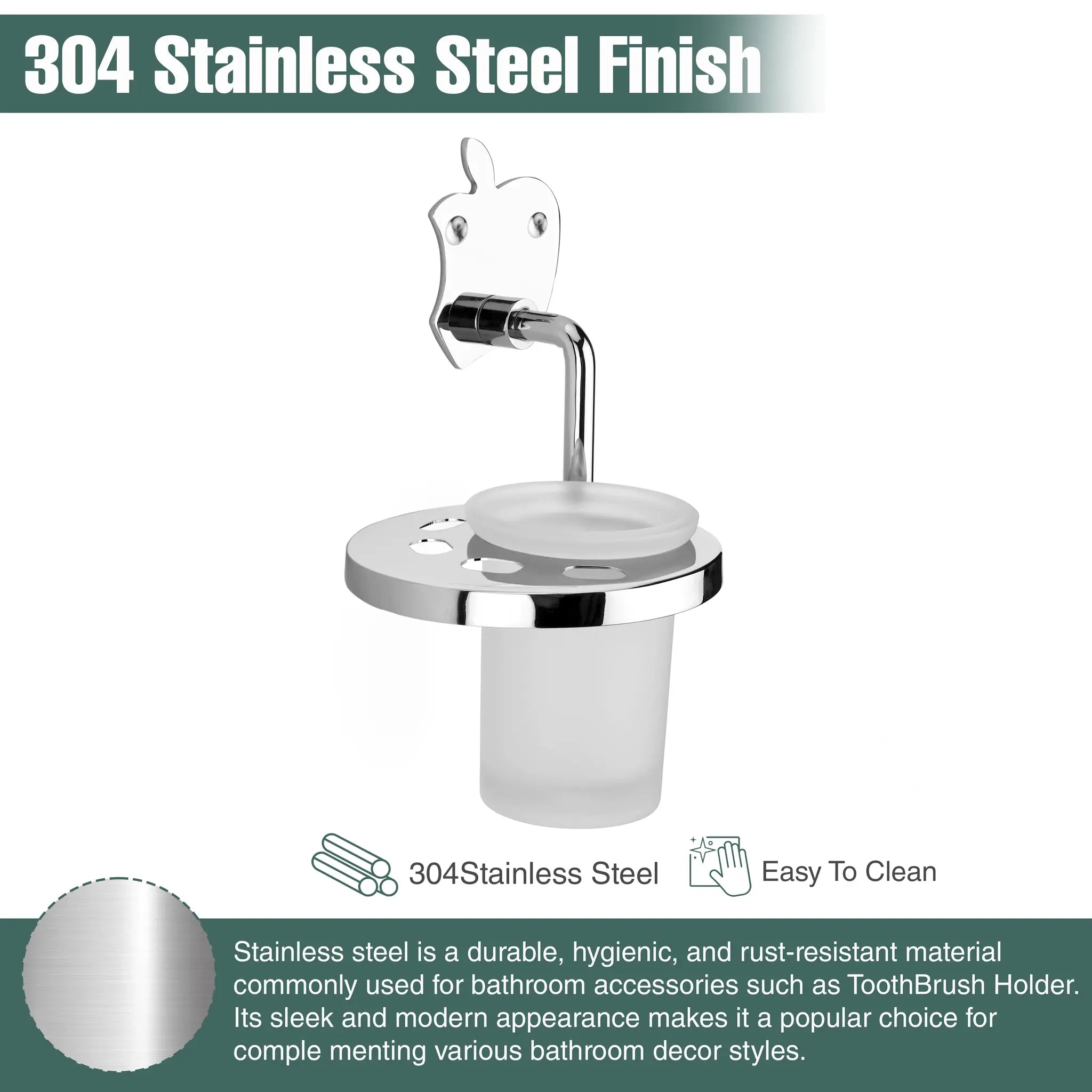 Apple Design Silver Stainless Steel Toothbrush Holder - Gloxy