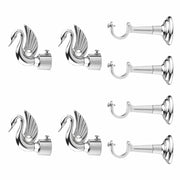 Swan Bird Shape Aluminium Curtain Bracket with L Support(Silver)-by GLOXY