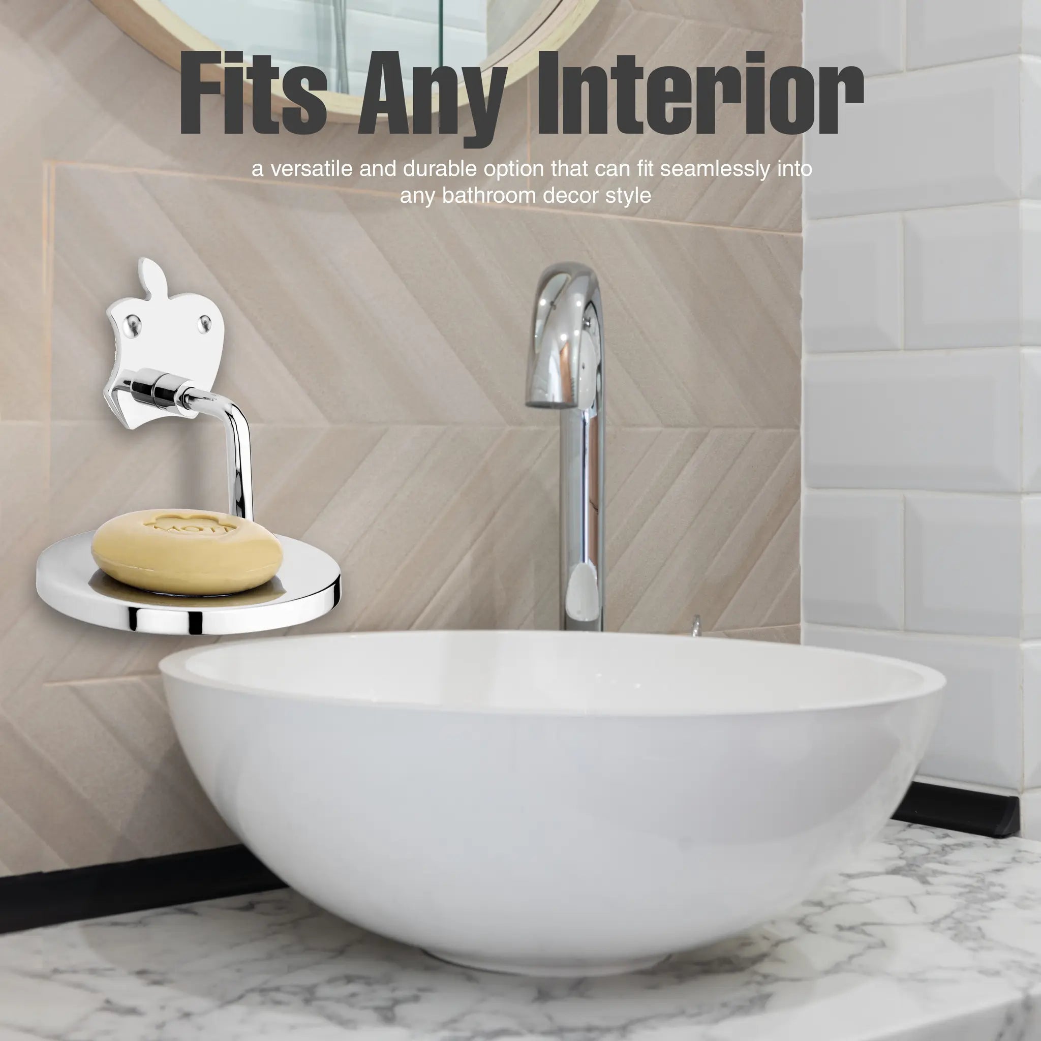 Apple Shape Stainless Steel SS304 Single Soap Dish for Bathroom (Silver)-by GLOXY®
