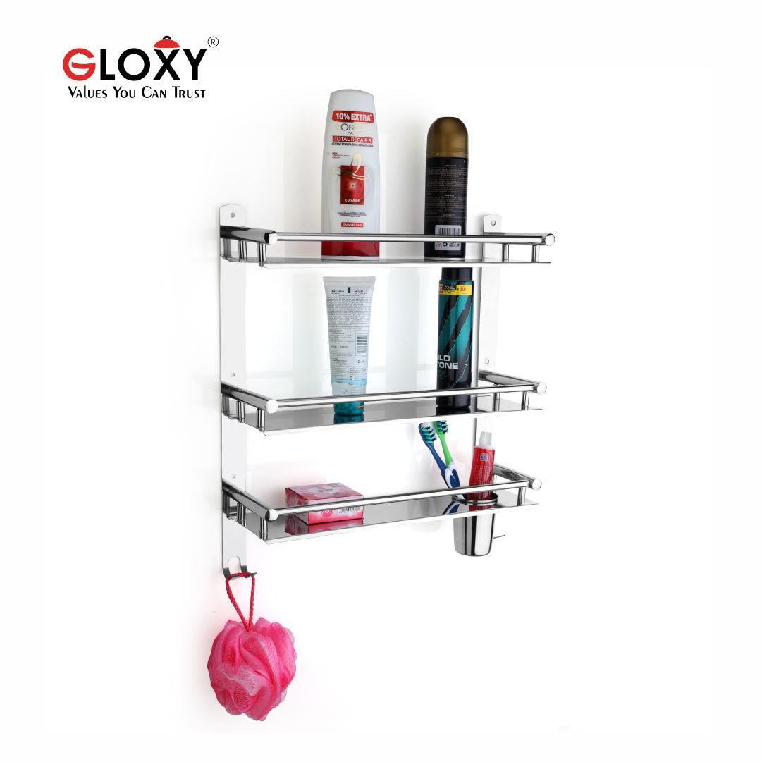 Stainless Steel 3-Layer Multipurpose Bathroom Shelf