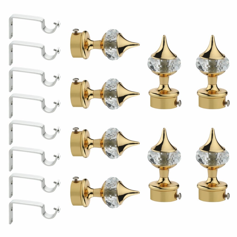 Single Diamond Aluminium Curtain Bracket with Support(Gold)-by GLOXY®