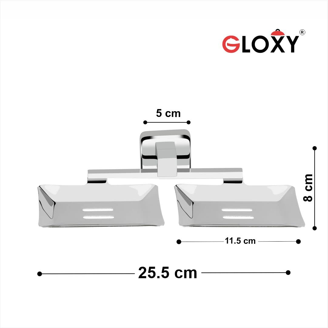 Gloxy Stainless Steel Double Soap Holder for Bathroom