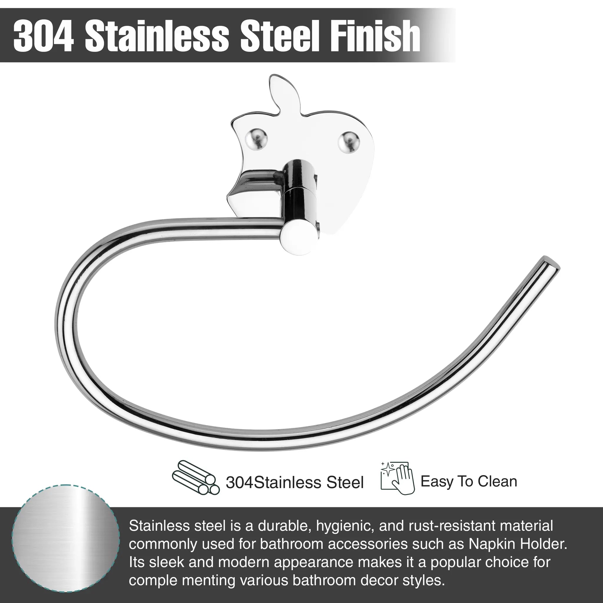 Apple Shape Stainless Steel SS304 Napkin Holder (19 X 7 X 11.5 Centimeters, Silver)-by GLOXY®