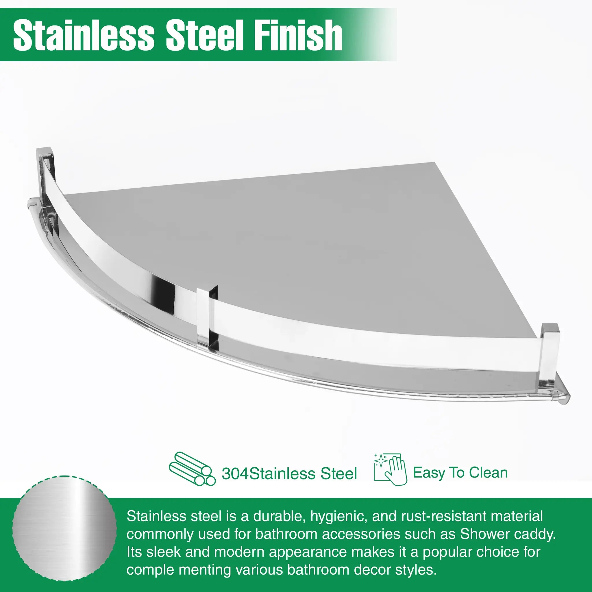 Gloxy Stainless Steel 1-Layer Chrome Finish Bathroom Corner Shelf