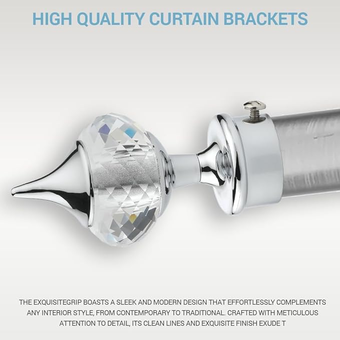 Single Diamond Aluminium Curtain Bracket with Support(Silver)