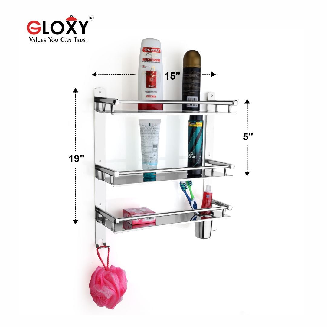 Stainless Steel 3-Layer Multipurpose Bathroom Shelf