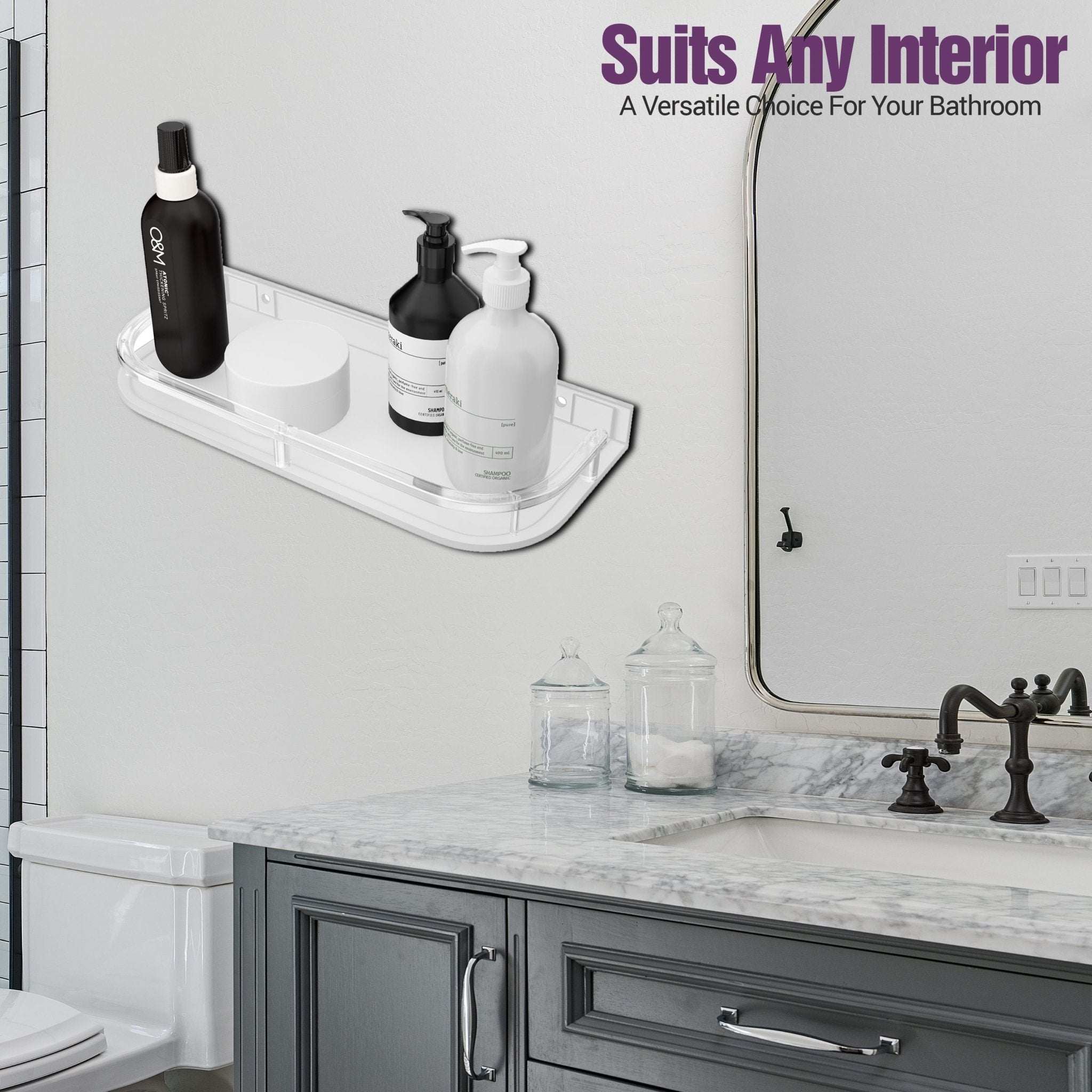 Unbreakable Transparent Wall Mount Acrylic Multipurpose Bathroom Corner Shelf