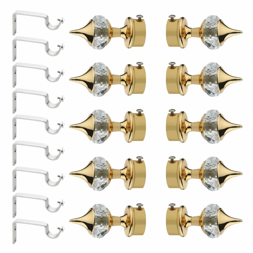 Single Diamond Aluminium Curtain Bracket with Support(Gold)-by GLOXY®