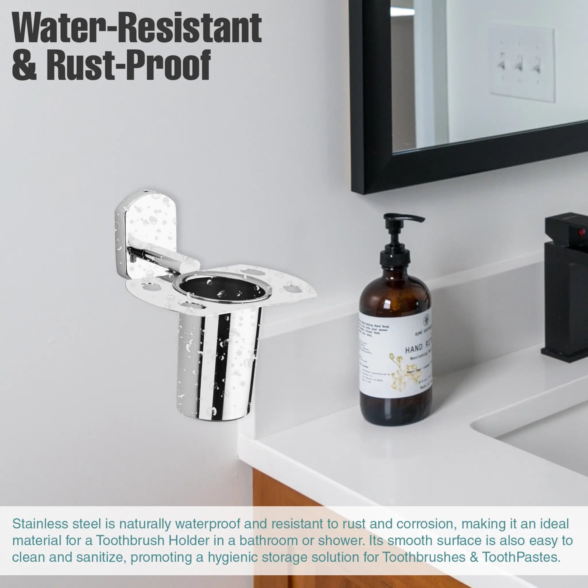 Breza Shape Stainless Steel SS202 Toothbrush Holder (Silver)-by GLOXY®