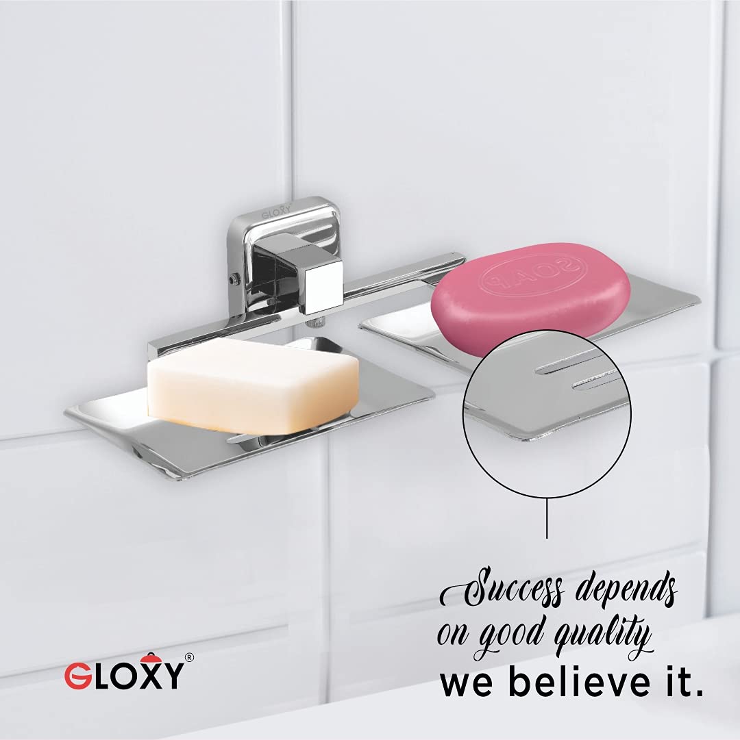 Gloxy Stainless Steel Double Soap Holder for Bathroom