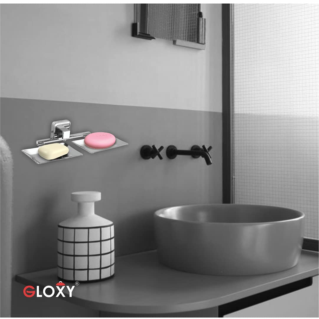 Gloxy Stainless Steel Double Soap Holder for Bathroom