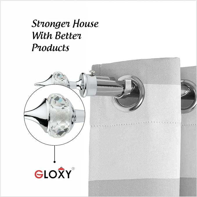 Single Diamond Aluminium Curtain Bracket with Support (Silver)