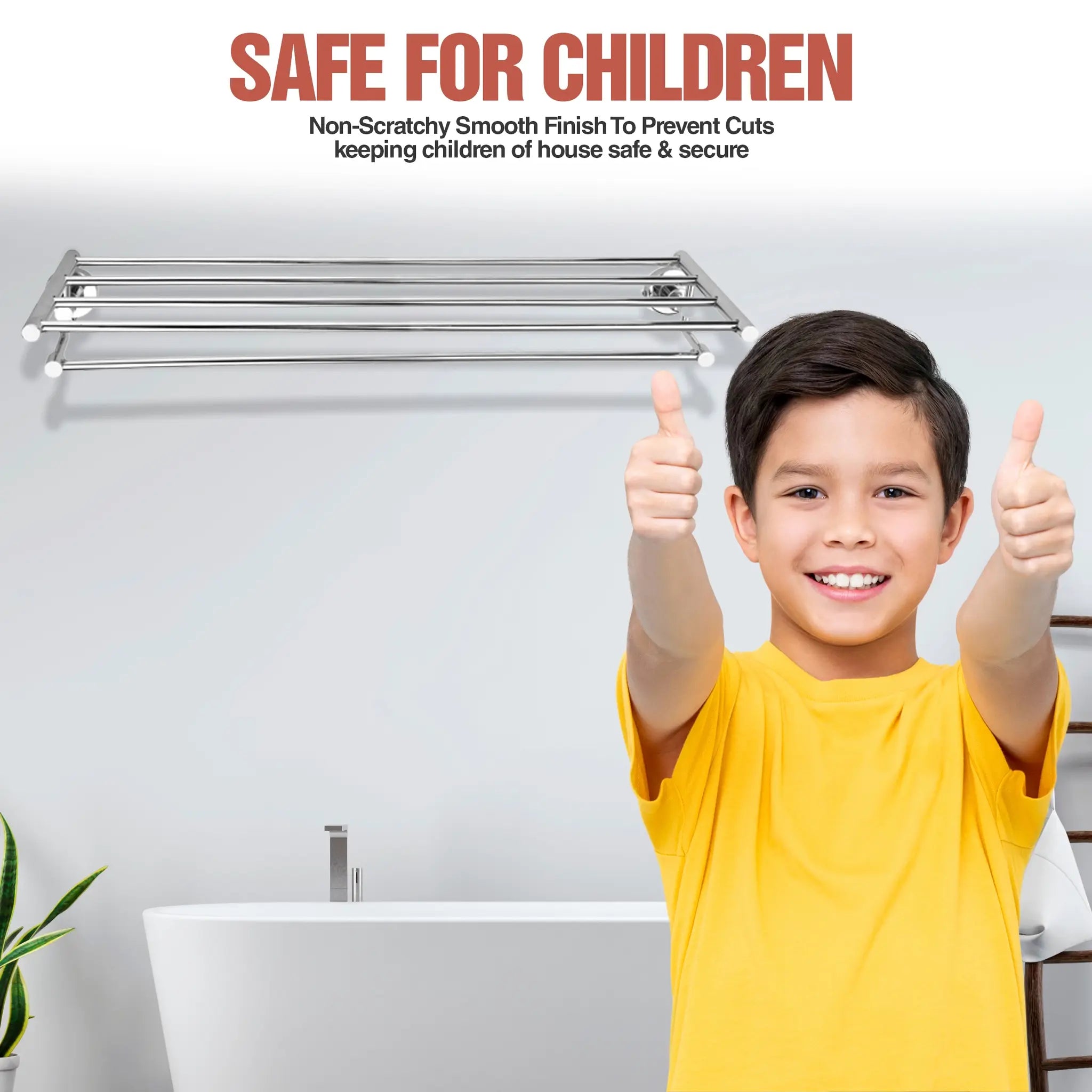 Gloxy Round Shape Stainless Steel Chrome Finsih Towel Rack with Towel Hanger-24 Inch