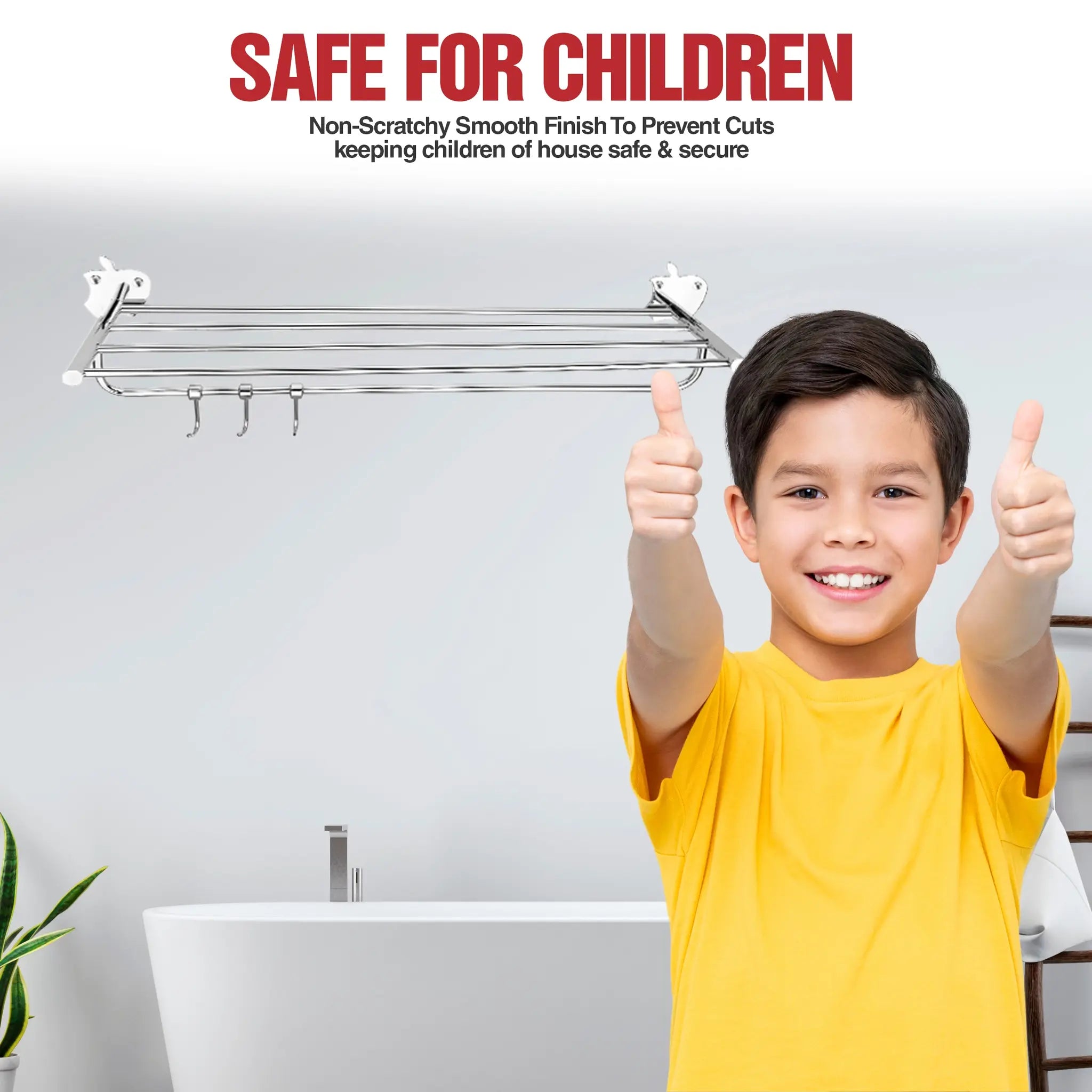 Gloxy Apple Shape Stainless Steel Chrome Finsih Towel Rack with Towel Hanger And Adjustable Hook-24 Inch