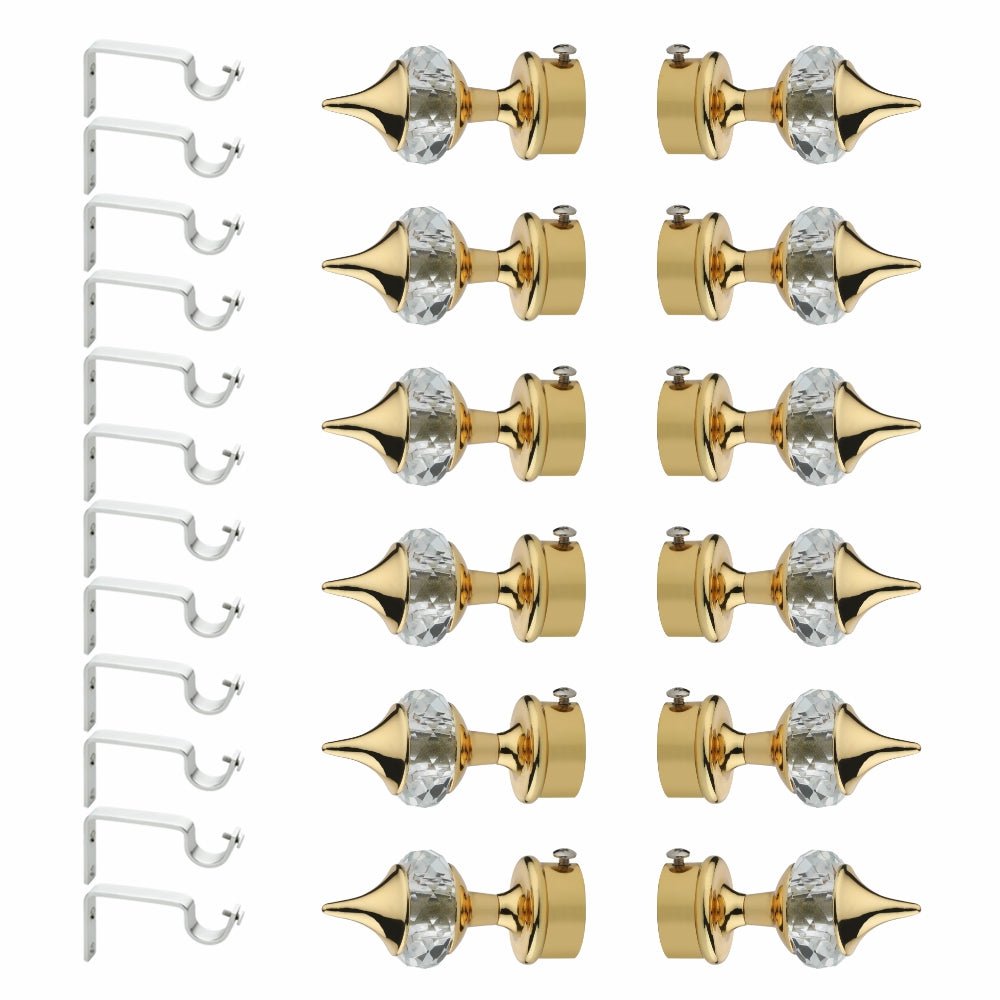 Single Diamond Aluminium Curtain Bracket with Support(Gold)-by GLOXY®
