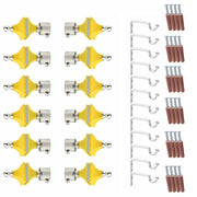 GLOXY Hexa Shape Stainless Steel & ABS Curtain Bracket Parda Holder with Support 1 Inch Rod Pocket Finials Designer Door and Window Rod Support Fittings, Curtain Rod Holder