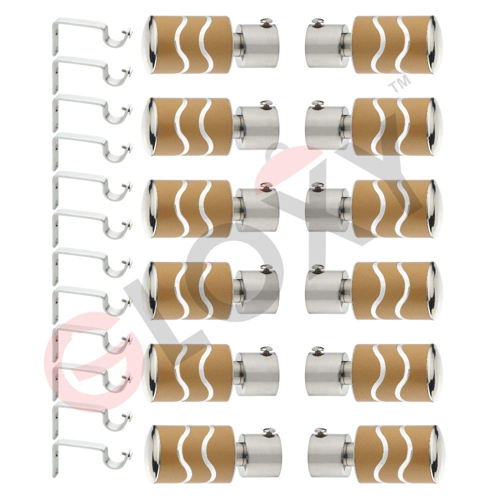 2 Line Aluminium Curtain Bracket with Support(Mustard)-by GLOXY®