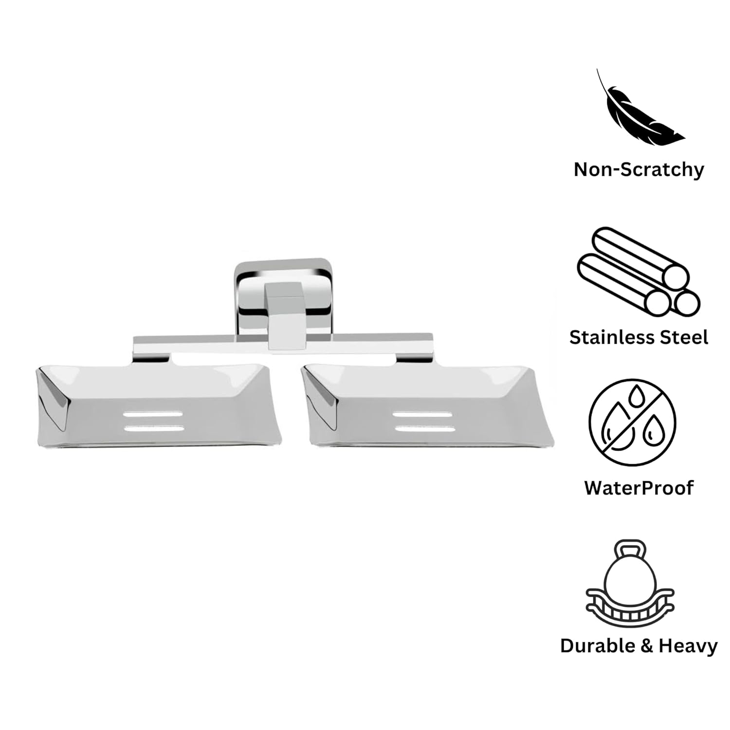 Gloxy Stainless Steel Double Soap Holder for Bathroom