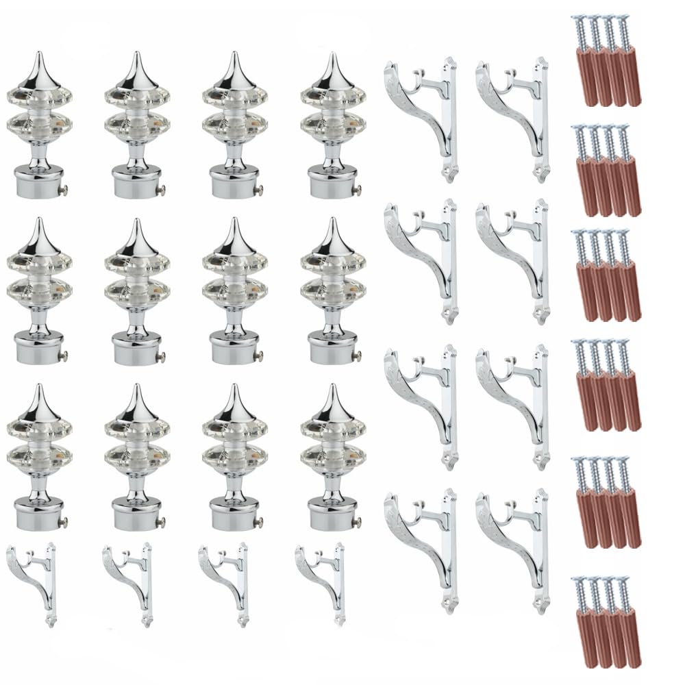 Double Diamond Aluminium Curtain Bracket with Support(Silver)-by GLOXY®