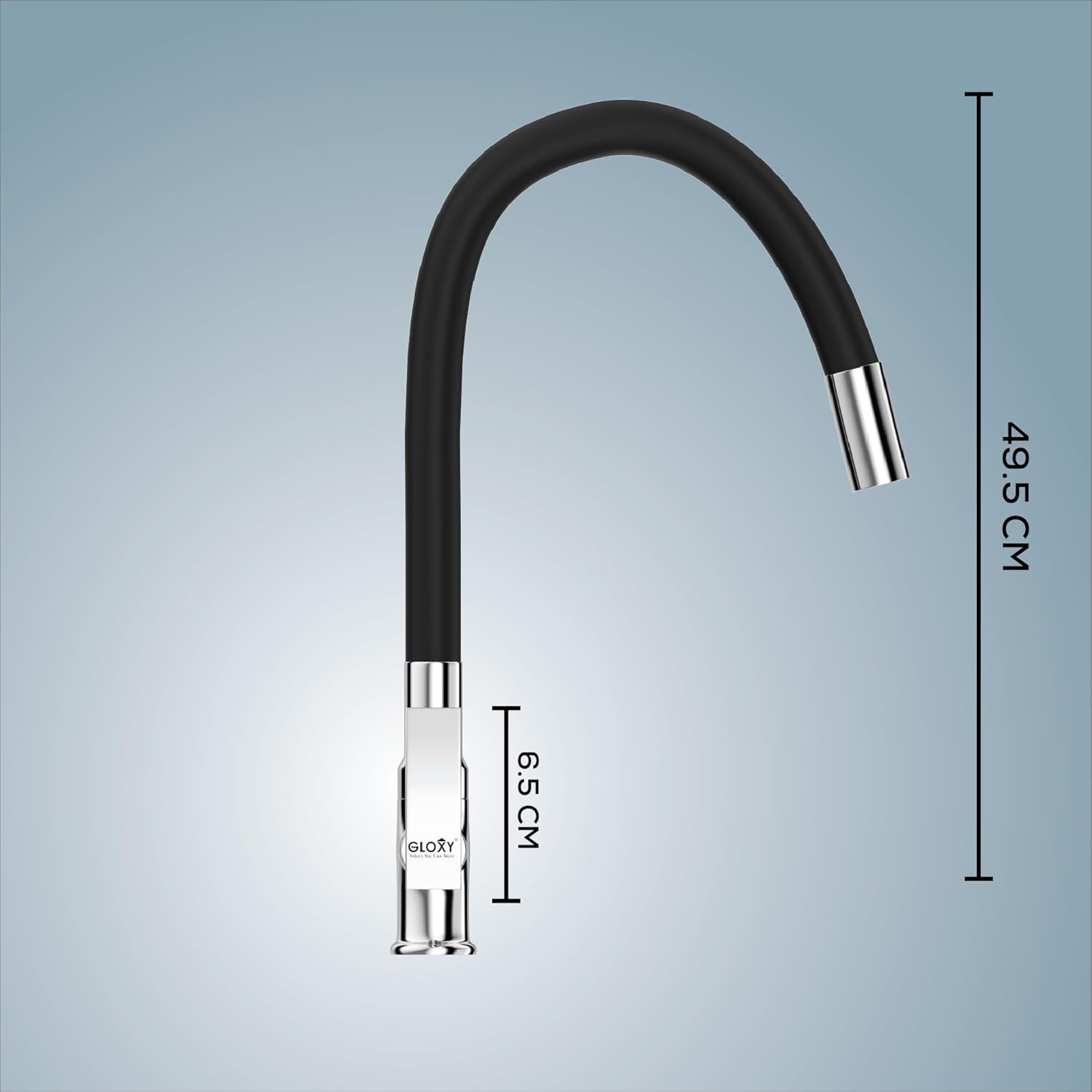 Gloxy Touch Series Singel Flow Brass Deck Mount 360° Flexible Swivel Faucet – Black Finish