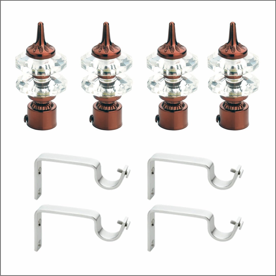 Double Diamond Aluminium Curtain Bracket with Support(Coffee)