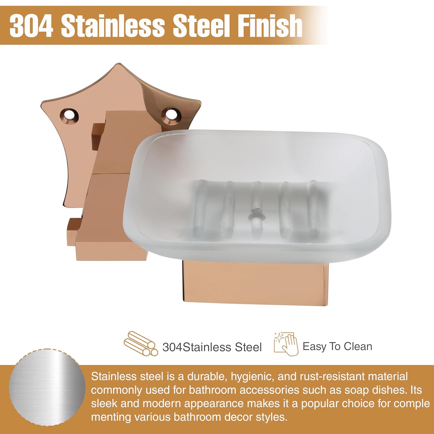 GLOXY Stainless Steel Soap Holder for Bathroom Wall Mounted Glass Soap Tray for Bath Bathroom Accessories