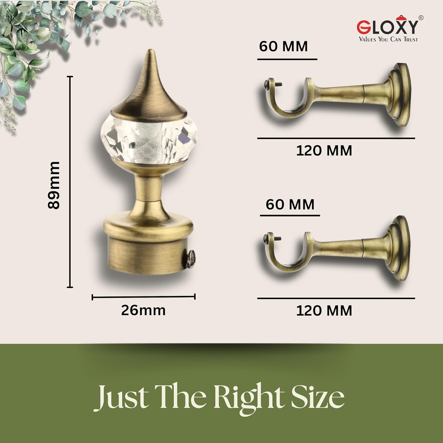 Single Diamond Aluminium Curtain Bracket with L Shape Support(Antique)-by GLOXY®