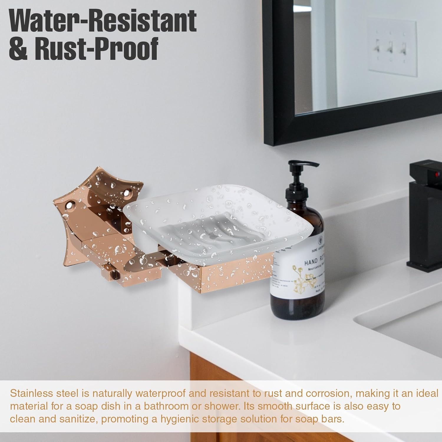 GLOXY Stainless Steel Soap Holder for Bathroom Wall Mounted Glass Soap Tray for Bath Bathroom Accessories