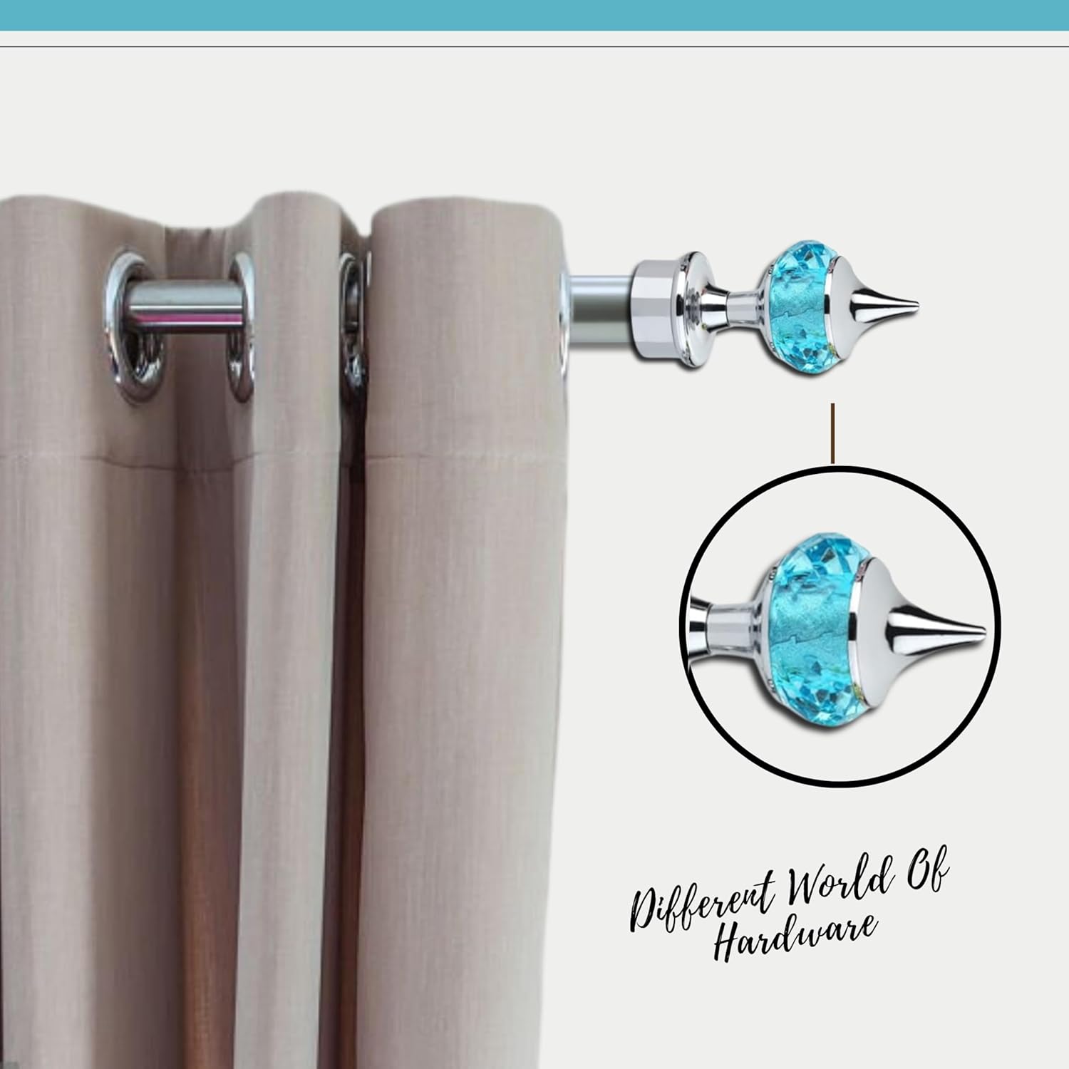 Single Diamond Aluminium Curtain Bracket with Support(Silver Mix Sky Blue)-by GLOXY®