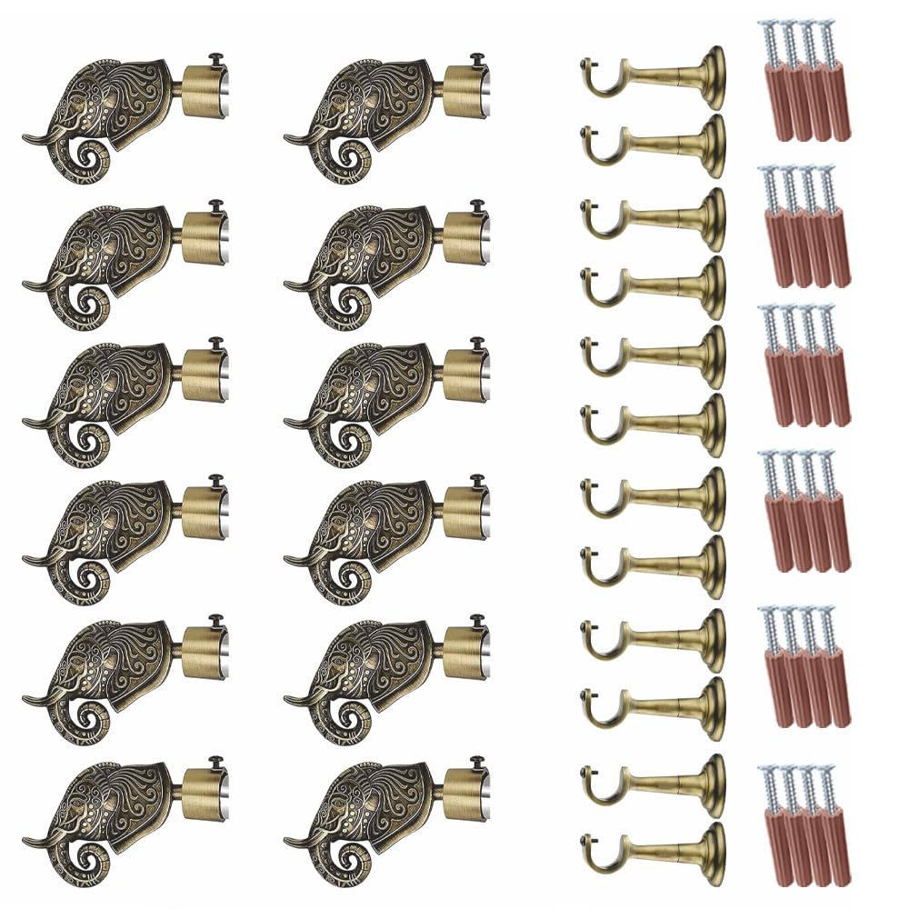 Rajwada Royal Aluminium Curtain Bracket with C Shape Support (Antique)-by GLOXY®