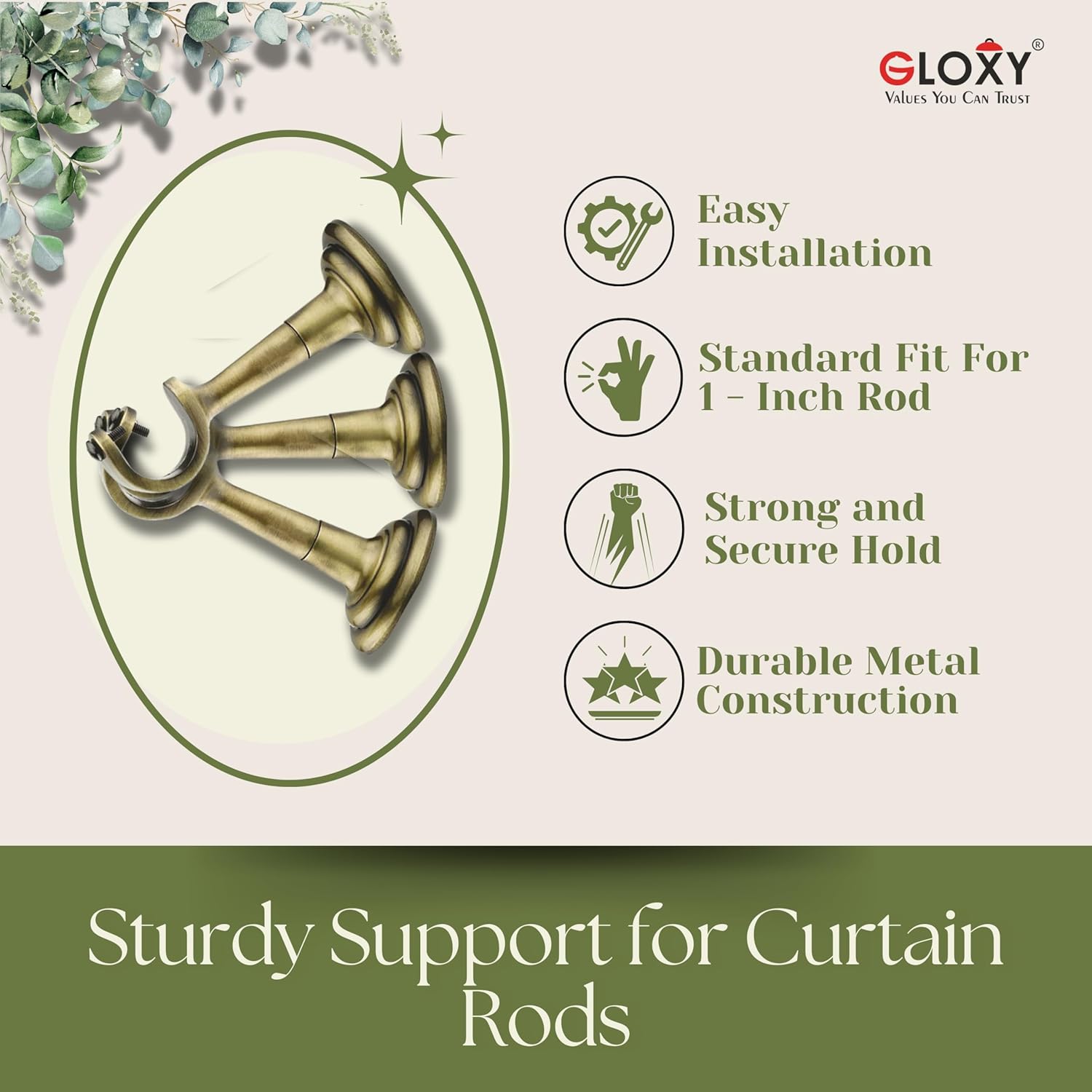 Single Diamond Aluminium Curtain Bracket with L Shape Support(Antique)-by GLOXY®