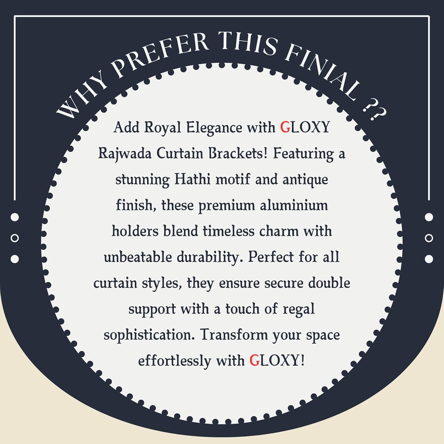 Rajwada Royal Aluminium Curtain Bracket with Double Rod Support (Antique)-by GLOXY®