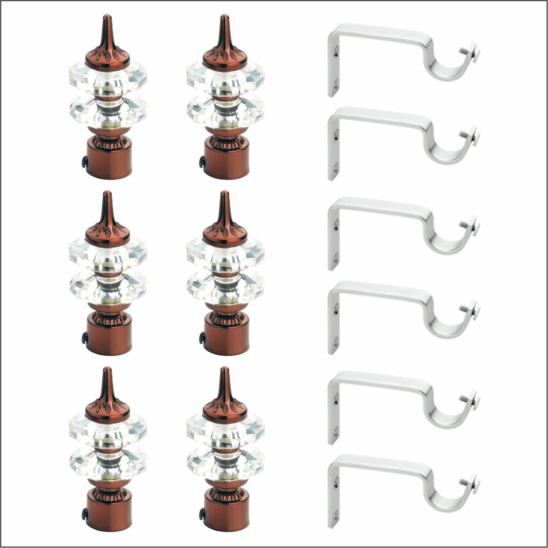 Double Diamond Aluminium Curtain Bracket with Support(Coffee)