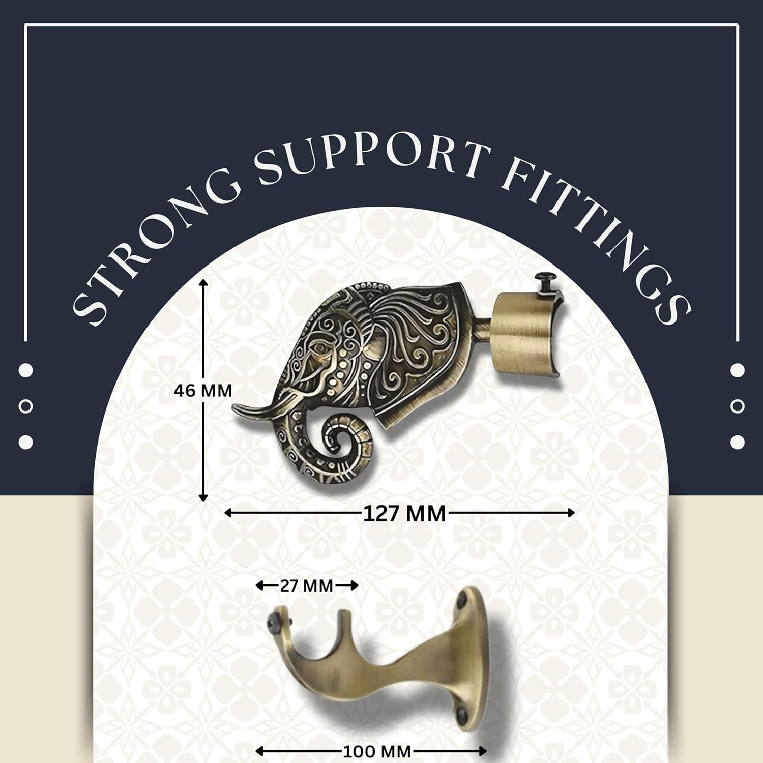 Rajwada Royal Aluminium Curtain Bracket with Talwar Support (Antique)-by GLOXY®