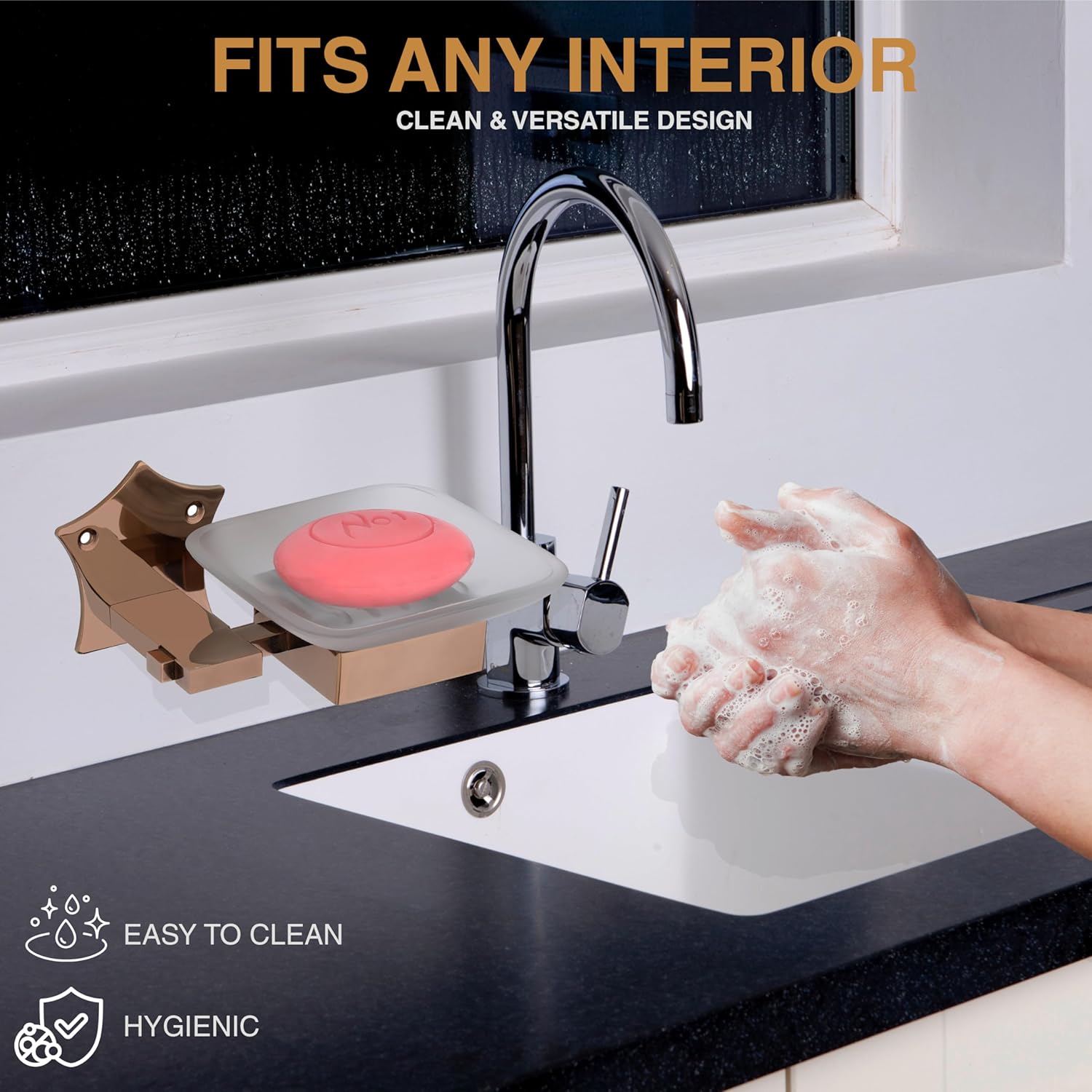 GLOXY Stainless Steel Soap Holder for Bathroom Wall Mounted Glass Soap Tray for Bath Bathroom Accessories