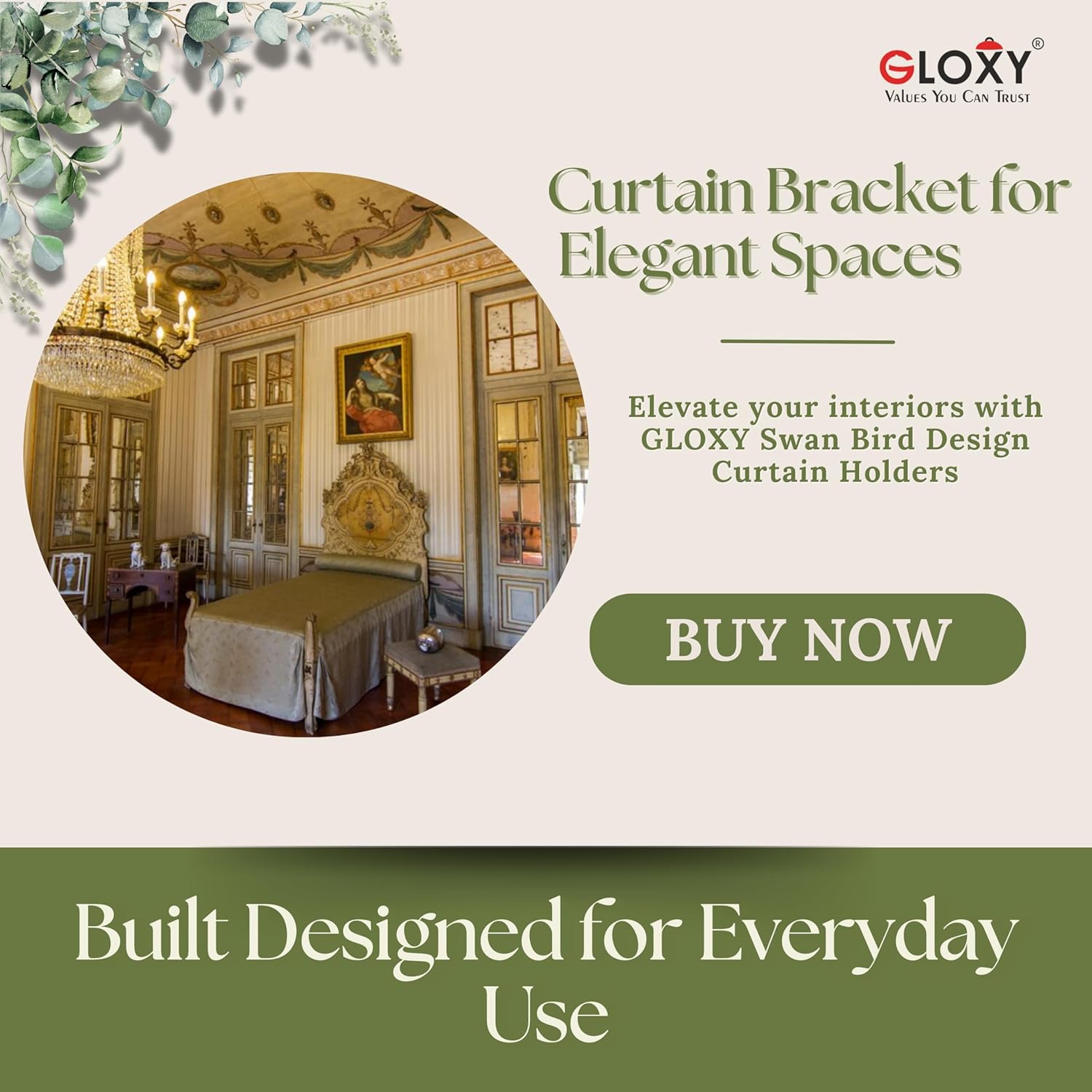 Single Diamond Aluminium Curtain Bracket with L Shape Support(Antique)-by GLOXY®